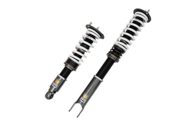 HKS HIPERMAX S ER34 coilovers installed on a Nissan ER34 Skyline, showcasing adjustable suspension components and sleek design.