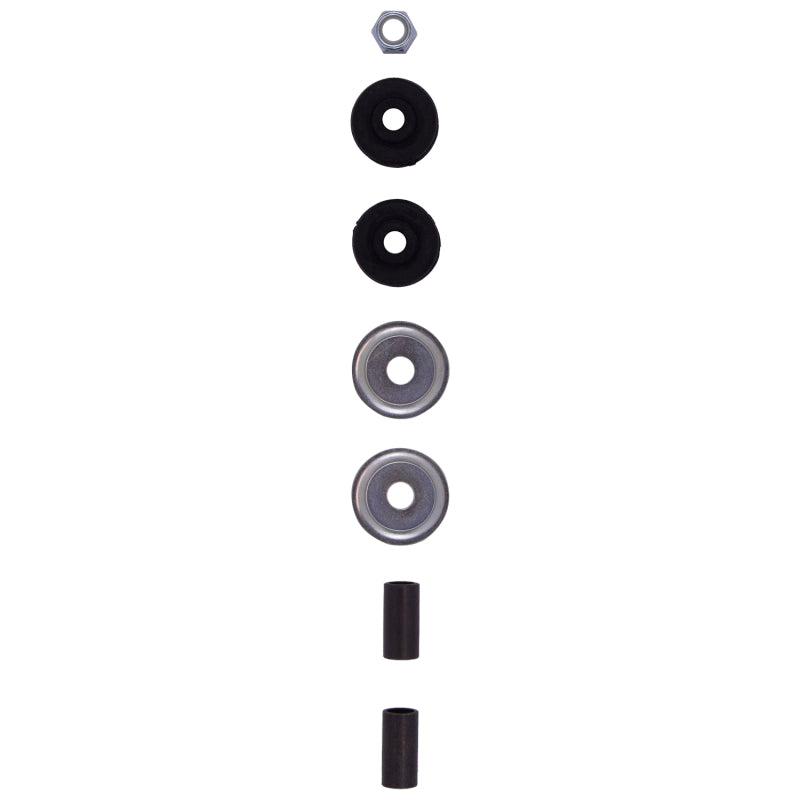 Bilstein suspension hardware kit with shocks and struts, featuring various mounting components and detailed metal parts.