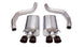 Black CORSA Performance axle-back exhaust for Chevrolet Corvette C6 Z06 2006-2013 with 7.0L V8 engine, shown from the rear view