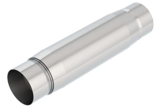 Borla CrateMuffler resonator with 3.5-inch round muffler, 3-inch center/center inlet/outlet, 10-inch length, designed for null sound.