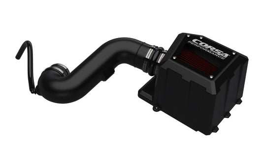Corsa Cold Air Intake with DryTech Filter for 2021-2024 Chevy Silverado and GMC Sierra 6.2L V8 engine, showing intake components.