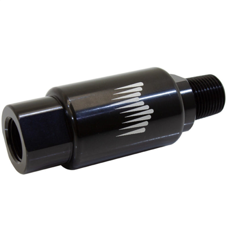 Snow Performance Billet 100 Micron Water Filter with braided lines for water methanol systems, designed for fuel filtration.