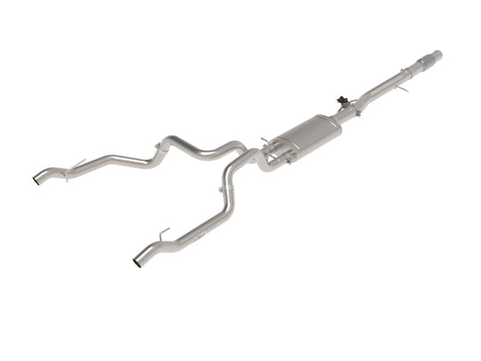 aFe Gemini XV 4-inch to dual 3-inch stainless steel cat-back exhaust with cutout for 2019-2021 GM Silverado/Sierra V8 6.2L pickup truck