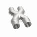 MagnaFlow X Pipe in stainless steel with 2.25-inch diameter, designed for automotive exhaust systems.