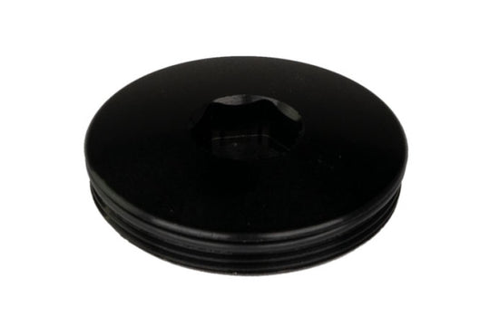 Black Turbosmart BOV Kompact Port Blanking Plug for blow off valve accessories, designed for turbocharger system compatibility.