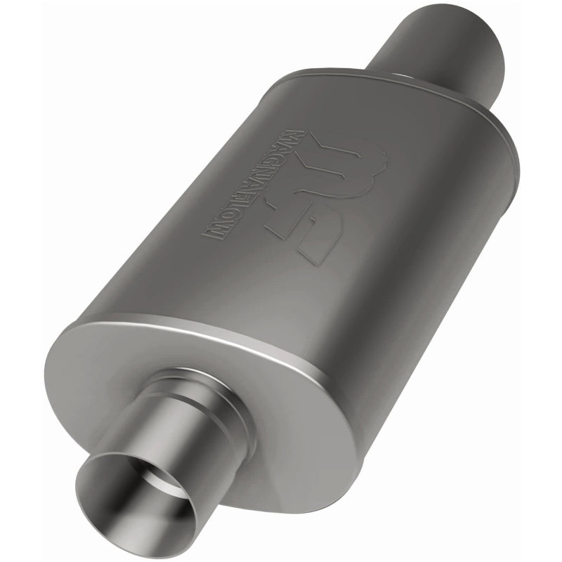 MagnaFlow muffler with tip, model RS 14X5X8, featuring a polished exhaust tip and durable stainless steel construction.
