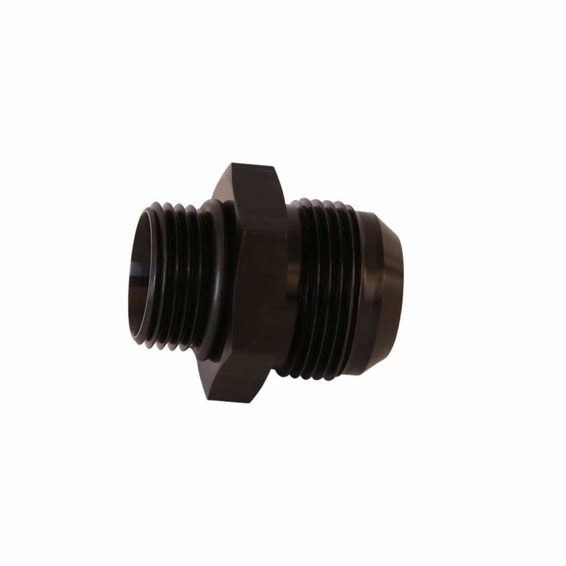 Aeromotive AN-12 ORB to AN-16 Flare fitting showing metal construction and threading for fuel or oil line connections.