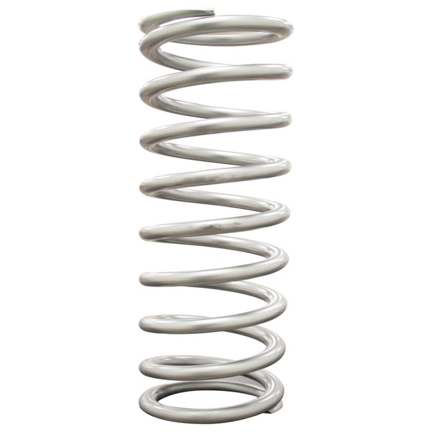 QA1 2-1/2 inch ID high travel coilover spring, 12-inch length, silver powder coated, rated 95 lbs/in suspension component