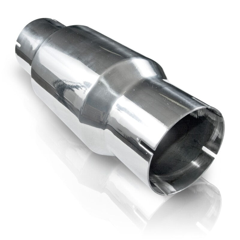 Stainless Works GESi High Flow catalytic converter, direct fit, with stainless steel construction and mounting brackets visible.
