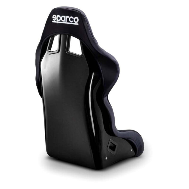 Black Sparco Seat Evo L QRT X race seat with racing-style design and supportive bolsters, ideal for performance driving.
