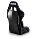 Black Sparco Seat Evo L QRT X race seat with racing-style design and supportive bolsters, ideal for performance driving.