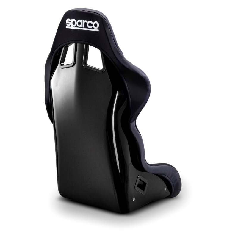 Black Sparco Seat Evo L QRT X race seat with racing-style design and supportive bolsters, ideal for performance driving.