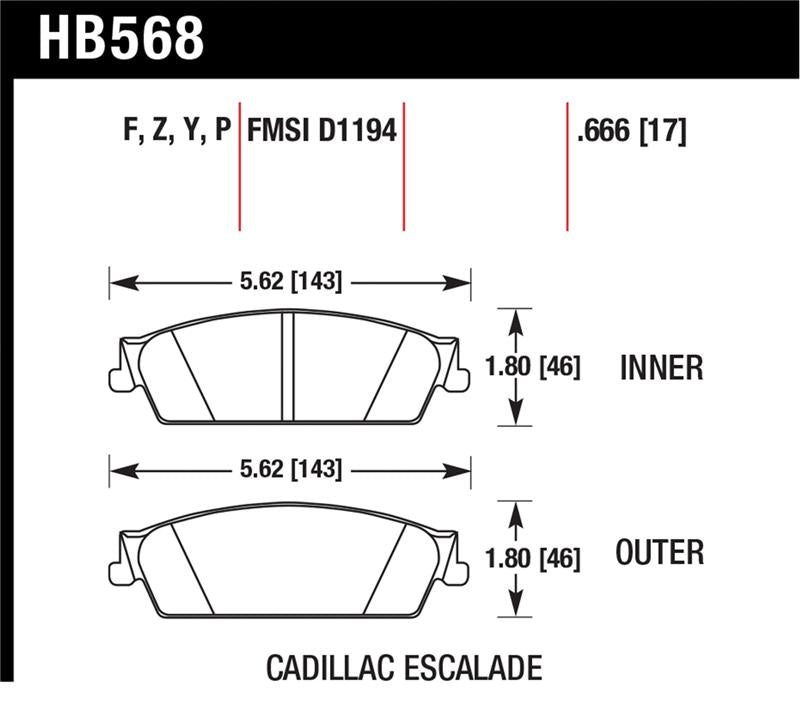 Hawk Performance rear brake pads for 2007-2008 Cadillac Escalade 6.2 and 2007-2008 Chevrolet Avalanche Super Duty, high-performance brake pads