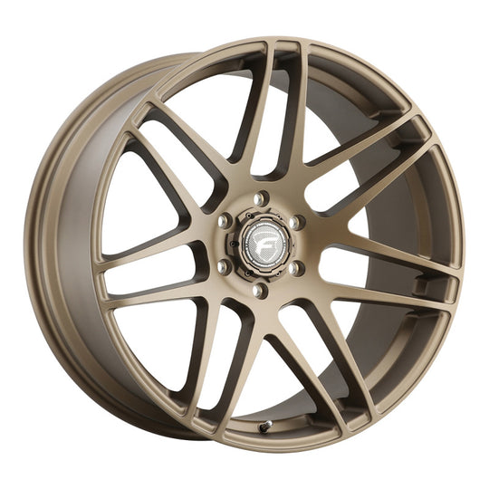 Forgestar X14 22x10 satin bronze cast wheel with 6x135 bolt pattern, ET30 offset, and 6.7-inch backspacing.