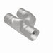 MagnaFlow Smooth Trans Y 2.50-inch stainless steel Y pipe with 90-degree bend for exhaust system installation.