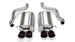 Black CORSA Performance axle-back exhaust for Chevrolet Corvette C6 2005-2007 6.0L V8 sports car, shown from side angle.