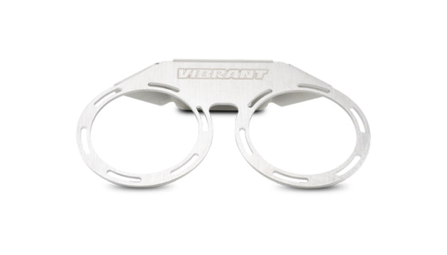 Vibrant dual catch can mount bracket for oil catch cans, showcasing the sturdy metal construction and mounting points.