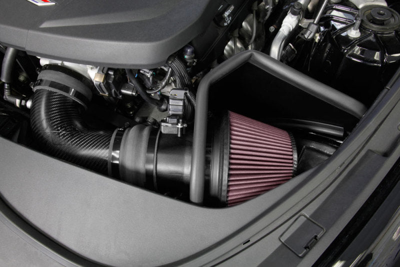 K&N Engineering cold air intake for 2016-2017 Cadillac CTS-V 6.2L V8 engine, featuring aPerformance AirCharger design