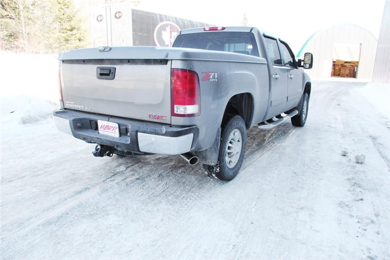 MBRP catback exhaust system for Chevy/GMC 2500HD 6.0L V8, featuring a 3.5-inch single side exit T409 stainless steel.