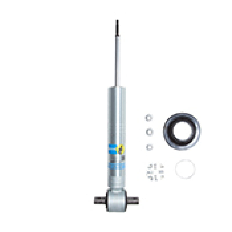 Bilstein 07-13 GMC Sierra 1500 XFE B8 5100 Series front 46mm monotube shock absorber showing metal cylinder and mounting parts.