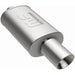 MagnaFlow stainless steel muffler with tip, 14x5x8 inches, featuring dual inlet and outlet pipes, for automotive exhaust systems.