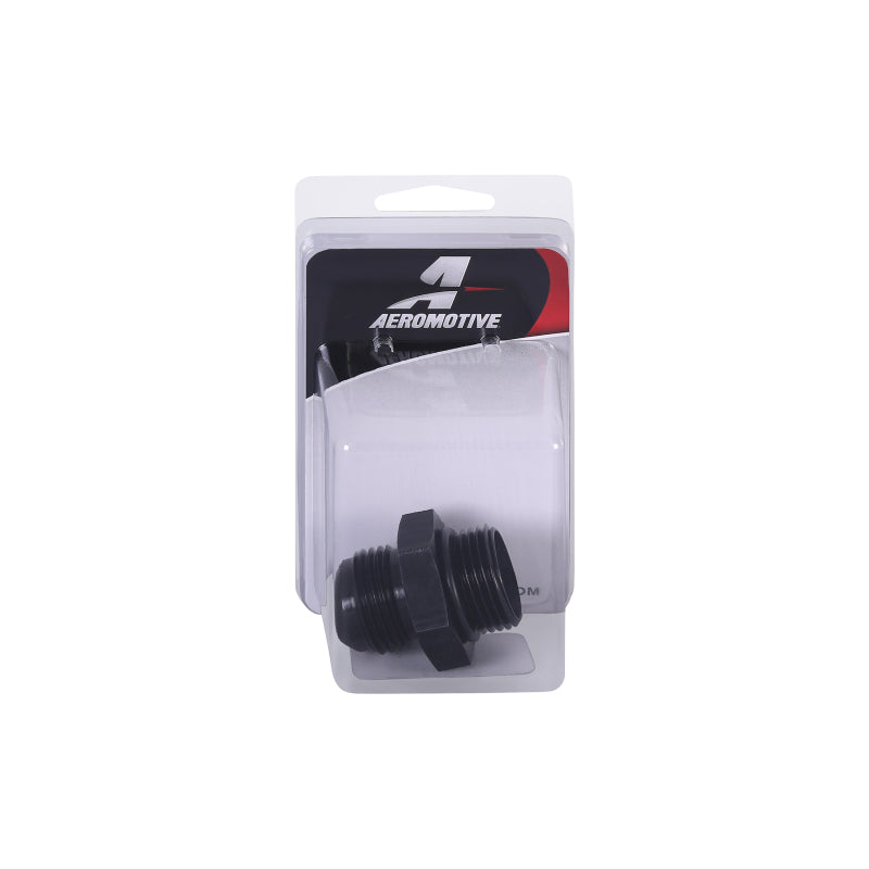 Aeromotive AN-12 O-Ring Boss and Male Flare Adapter fitting, high-quality automotive fuel fitting with durable metal construction.