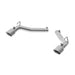 MBRP axle back muffler delete for 2010-2015 Chevrolet Camaro V6 3.6L, showing polished aluminum exhaust tips and piping.