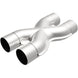 MagnaFlow Smooth Trans X 3/3 X 14 stainless steel X pipe for exhaust systems, showing polished metal and connection points.
