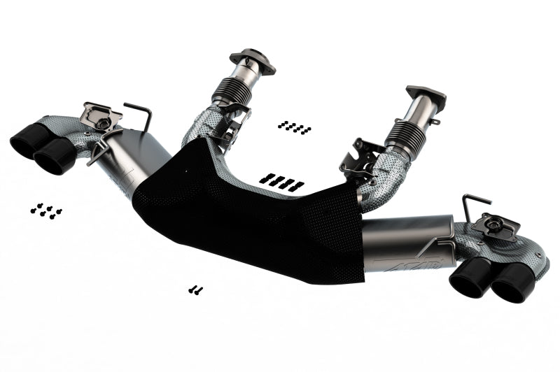 Borla catback exhaust system for 2020 Chevrolet Corvette C8 with dual round rolled tips in black chrome finish