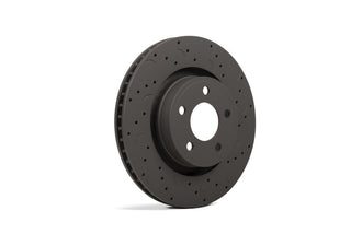 Hawk Performance drilled and slotted front brake rotor set for 2007 Cadillac Escalade, designed for improved braking performance.