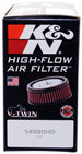 K&N Engineering round custom air filter with 5-3/8 inch outer diameter, 4 inch inner diameter, and 2 inch height for drop-in replacement