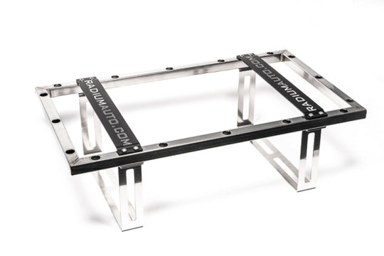 Radium Engineering 10-gallon fuel cell weld-in cage with metal tank and mounting brackets for automotive racing use