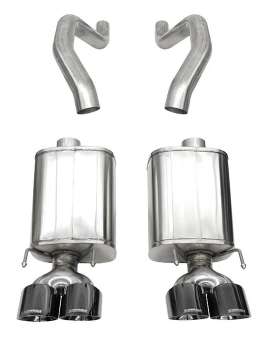 Black PVD AxleBack Exhaust with 4.5-inch twin tips for Chevrolet Corvette C6 Z06 and ZR1 by CORSA Performance.