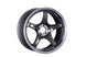SSR GTX03 18x9.5 gun metallic cast wheel with 5x114.3 bolt pattern and 38mm offset, shown in a close-up view.