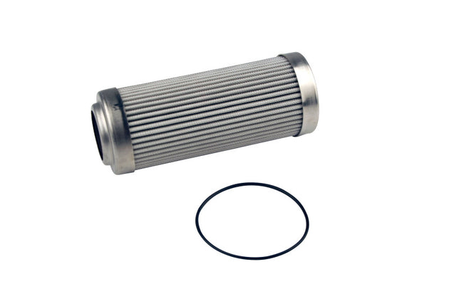 Aeromotive 10 Micron Microglass Fuel Filter Element for models 12339 and 12341, showing the filter media and brand markings.