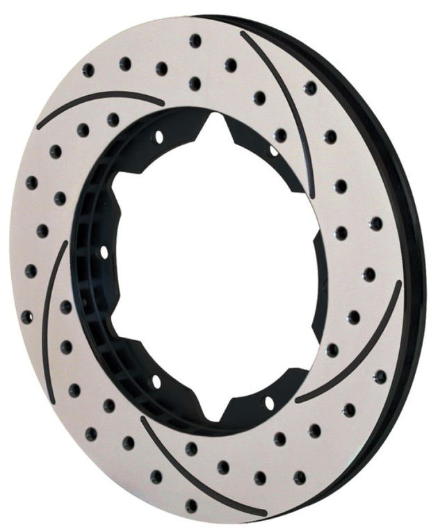 Wilwood 11-inch black iron two-piece brake rotor with 6 on 6.25-inch bolt pattern and 0.810-inch thickness for high-performance braking.