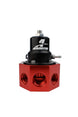 Aeromotive A2000 carbureted bypass fuel pressure regulator with 4 ports, black metal body, and connection fittings for engine fuel system.