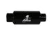 Aeromotive 10AN inline fuel filter with 10 micron microglass element, black finish, 2-inch diameter for automotive fuel systems