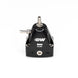 DeatschWerks DWR1000iL black in-line adjustable fuel pressure regulator for automotive fuel systems.