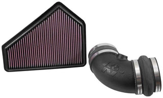K&N Engineering Cadillac CTS-V V8 6.2L F/I 57 Series FIPK Cold Air Intake Kit installed in engine bay