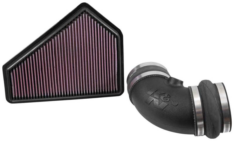 K&N 57 Series FIPK cold air intake kit installed in a 2009-2015 Cadillac CTS-V V8 6.2L engine for improved performance