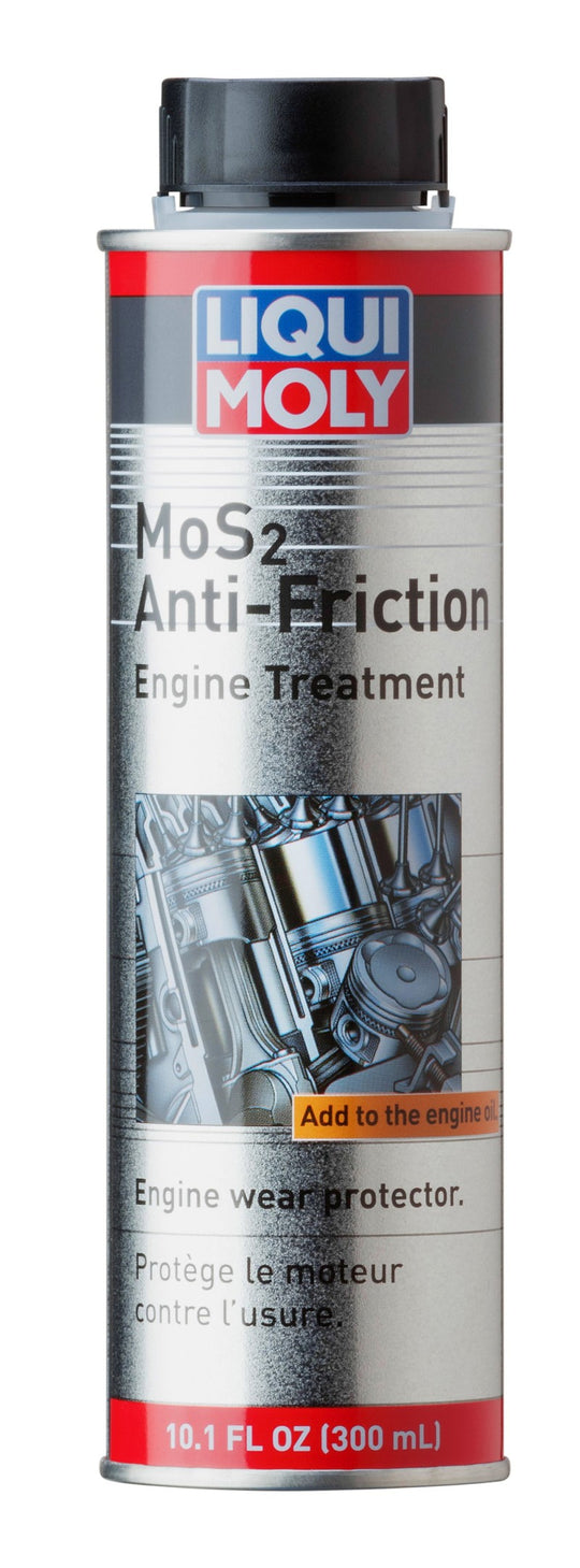 LIQUI MOLY MoS2 Anti-Friction Engine Treatment additive in 300mL bottle, designed to reduce engine friction and improve performance