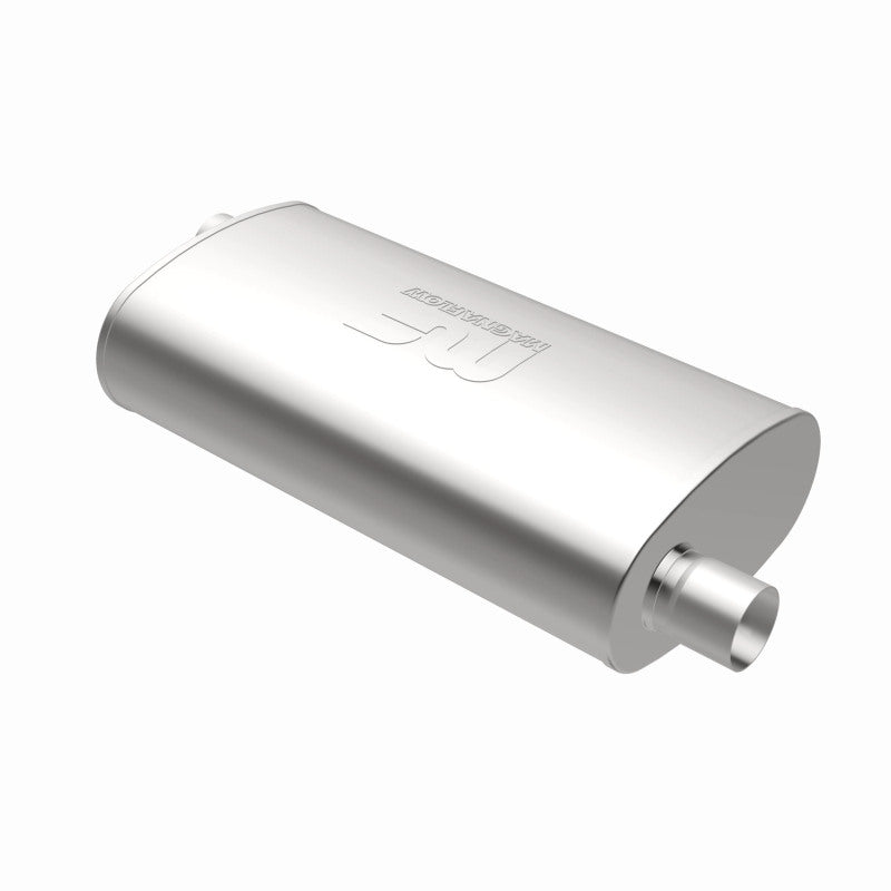 MagnaFlow Mag SS muffler with 22x5x11 inch dimensions and 3x3 inlet/outlet, showing the stainless steel construction.