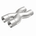 MagnaFlow Smooth Trans X 2.5/2.5 stainless steel X pipe for vehicle exhaust systems, showing the polished metal and pipe connections.