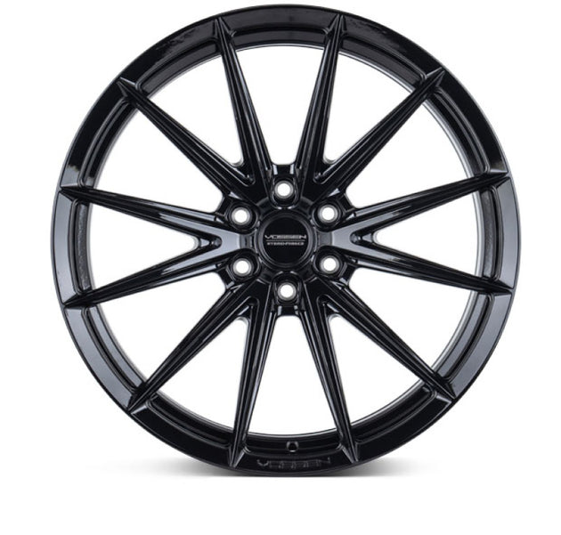 Vossen HFX-2 forged wheel, 20x9.5 inches, gloss black finish, 6x139.7 bolt pattern, ET15 offset, deep design.