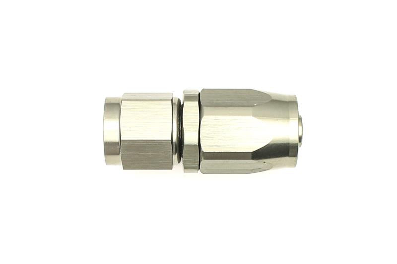DeatschWerks 6AN female swivel straight hose end fitting for high-performance fuel and fluid connections.