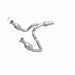 MagnaFlow direct fit catalytic converter for 2015 GMC Yukon XL V8 6.2L, showing the metal converter with inlet and outlet pipes
