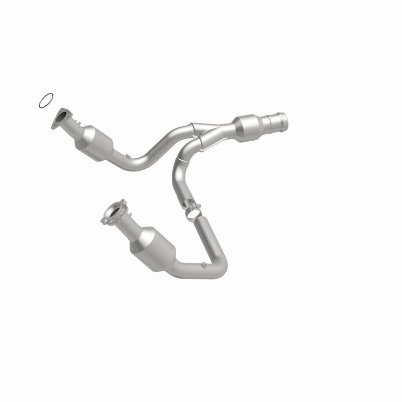 MagnaFlow direct fit catalytic converter for 2015 GMC Yukon XL V8 6.2L, showing the metal converter with inlet and outlet pipes