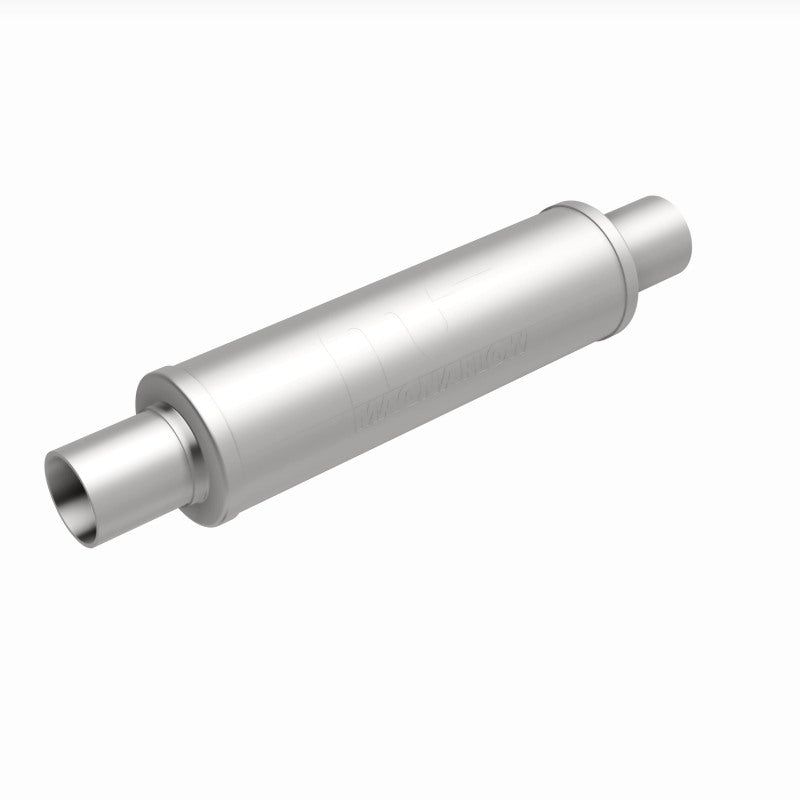 MagnaFlow Mag SS muffler with 14x4x4 inch size and dual inlet outlets, stainless steel construction for car exhaust systems.