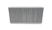 Vibrant vertical flow intercooler core with 22-inch width, 11-inch height, and 6-inch thickness showing fins and metal construction.